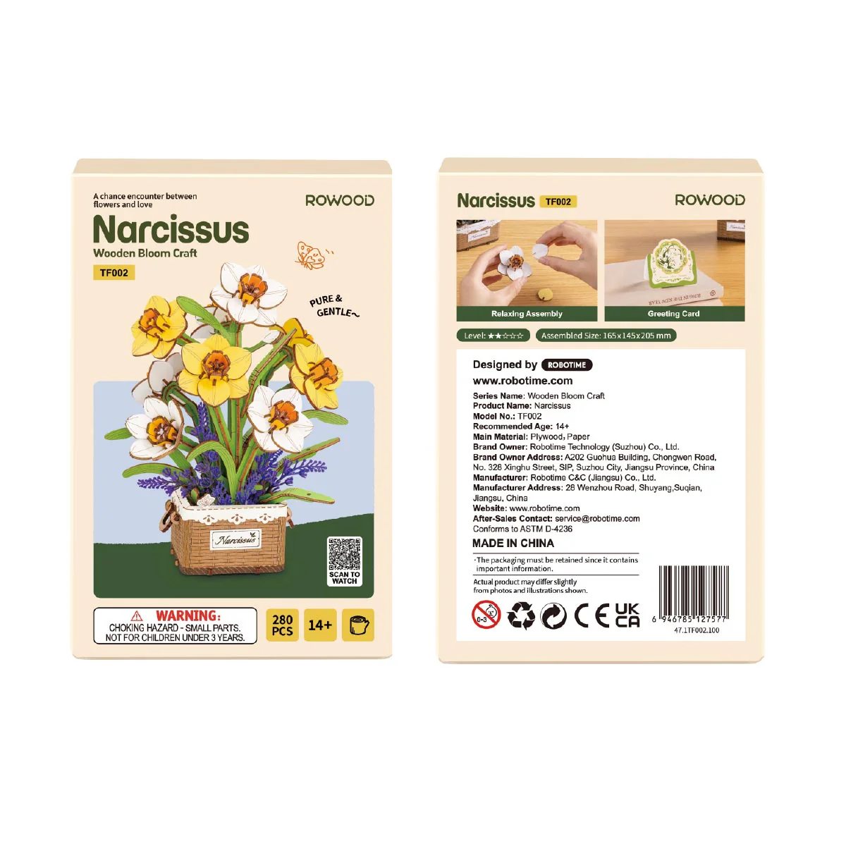 Rowood Narcissus DIY Flower Bouquet Wooden 3D Puzzle TF002 - Image 4