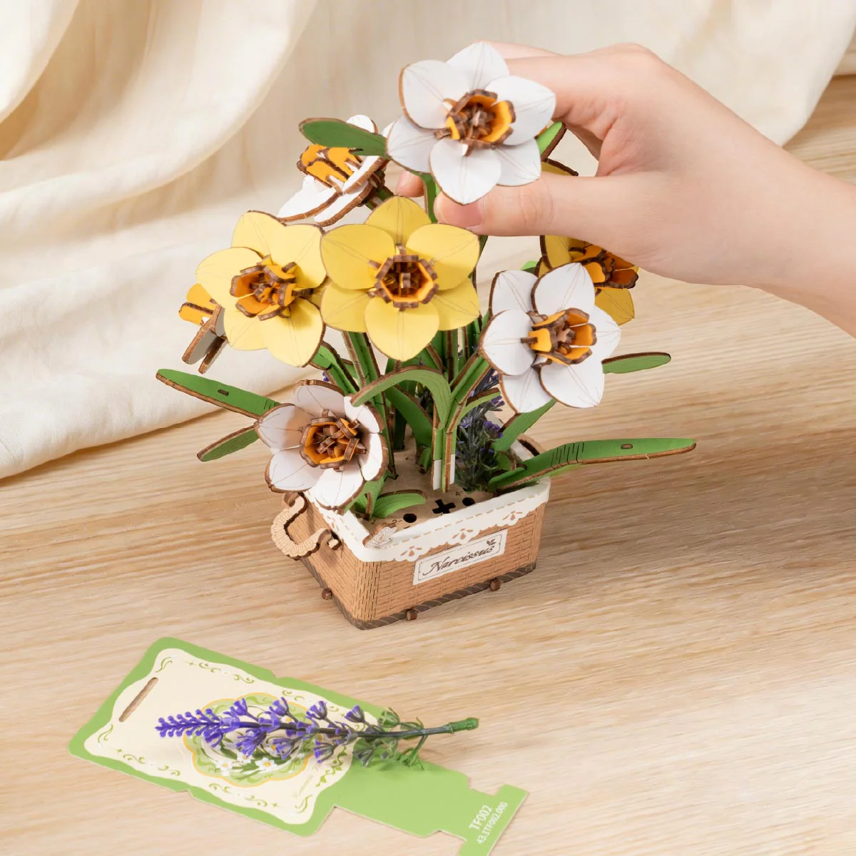 Rowood Narcissus DIY Flower Bouquet Wooden 3D Puzzle TF002 - Image 7