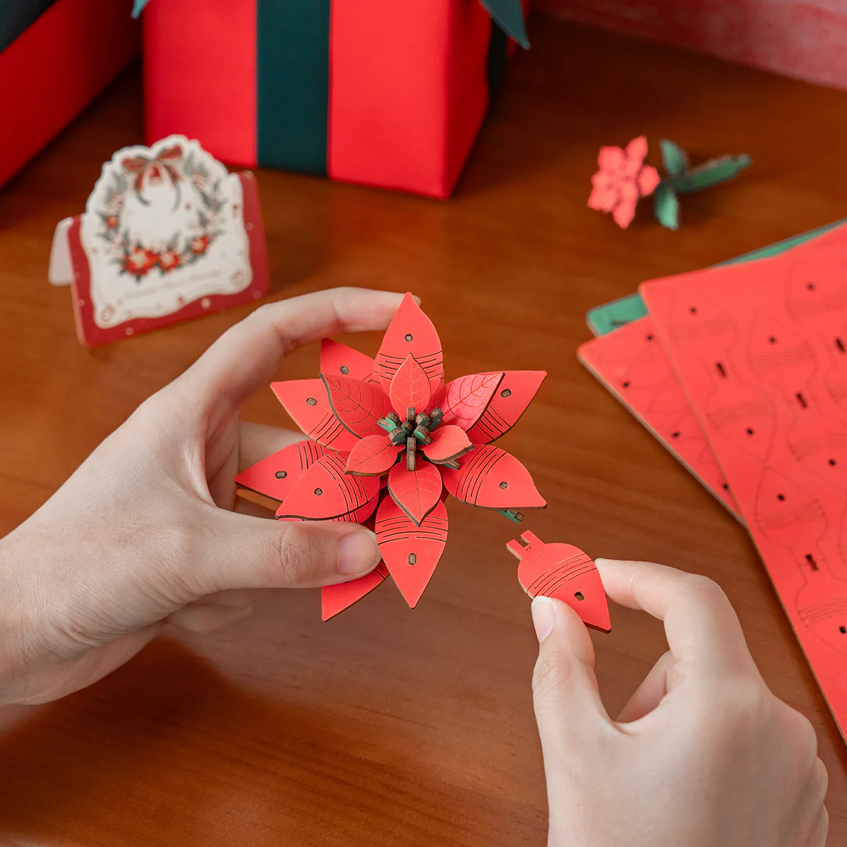 Rowood Poinsettia DIY Flower Bouquet 3D Wooden Puzzle TF001 - Image 5