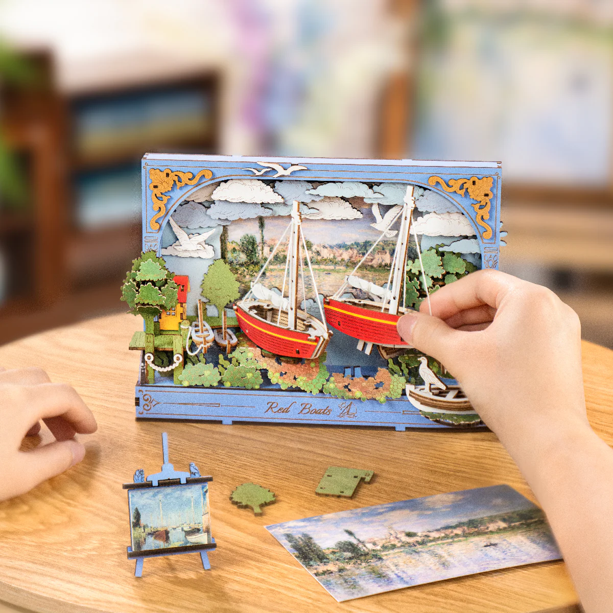 Rowood Red Boats Wall Art 3D Wooden Puzzle TH004 - Image 4