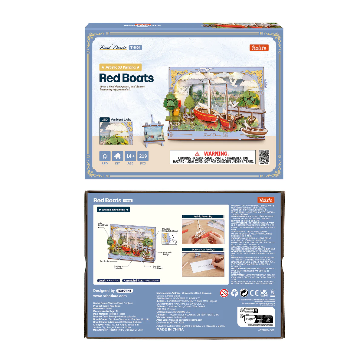 Rowood Red Boats Wall Art 3D Wooden Puzzle TH004 - Image 7