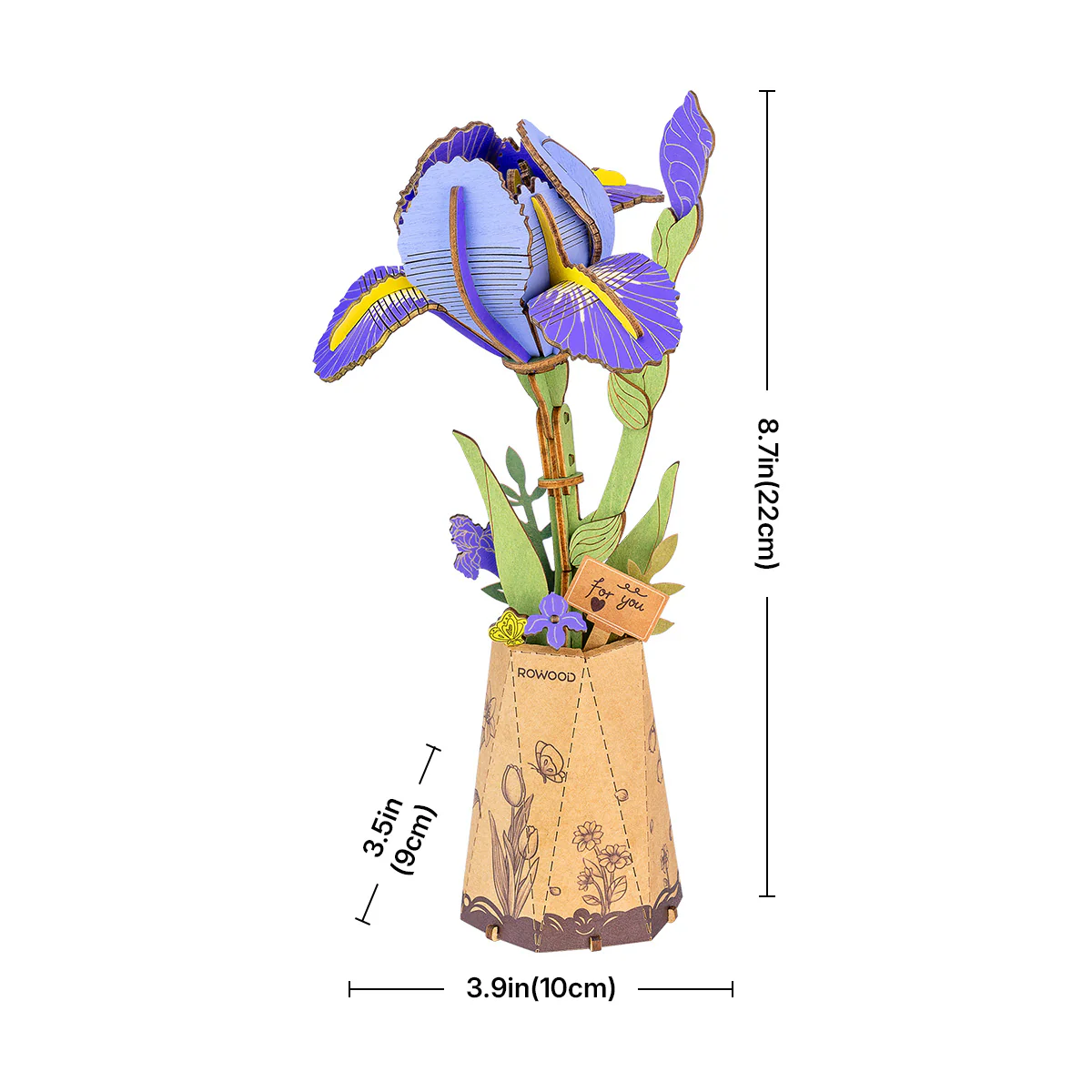 Rowood Purple Iris DIY Wooden Flower 3D Puzzle TW121 - Image 4
